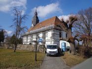 Gerüstbauarbeiten an der Kirche Niedercunnersdorf